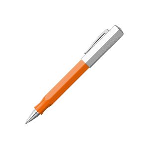 Rollerball pen Ondoro precious resin orange The unusual contours of this design are the first thing you notice – and just as you would expect, Ondoro gives every piece of writing a very personal touch! Framed by chrome-plated metal parts, the hexagonal barrel shows off straight lines to their best effect. Ondoro also sits wonderfully comfortably in the hand. Jotting down notes and thoughts has never been so smooth and easy. Hexagonal barrel made of precious resin polished to a high gloss Cap made of highly polished chromed metal Spring-loaded metal clip, chromed and polished Well-balanced grip part for comfortable writing posture Fitted with black refill with ceramic tip, quick-drying Interchangeable refill Also useable with fineliner refill attractive, white gift box with slip case