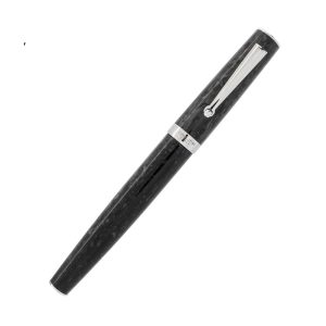 The Intesa collection features all of the characteristics collectors have come to expect from Delta premium writing instruments. The Italian resins are extravagantly marbled and turned by hand to exacting standards, resulting in clean lines and perfect balance. Luxuriously appointed with rhodium trim throughout, Intesa features Delta’s signature clip that holds on tight, yet rolls into the pocket with ease thanks to the built in rolling ball. Intesa comes in three distinct modes: twist ballpoint, capped rollerball and fountain pen. The fountain pen fills via standard international cartridge or converter and utilizes a smooth writing harmonic steel nib available in Extra-Fine, Fine, Medium and Broad. Choose from four colors: Stone Black, Blue Pearl, Brown Marble or Ivory Marble. The Delta Intesa Pen Collection comes in your choice of fountain pen, capped rollerball pen, or twist action ballpoint pen. The Intesa fountain pen comes with a cartridge/converter filling system that uses standard international ink cartridges. Colour : Stone Black with Rhodium Trim Stainless steel nib Cartridge /converter filling  Marbled resin Gift box