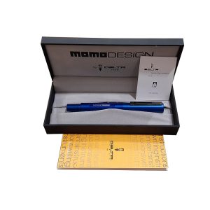 Delta Momo Design Rollerball Pen with the Alumina collection, Delta and Momo Design continue their ground breaking partnership with a new collection of writing instruments that are painstakingly machined from solid bars of aluminum for strength, and then anodized for lasting beauty. It was in 1992 when Delta added a new page to the world’s history in writing instruments when a partnership was formed between the companies to bring forward technology and innovation which resulted in the world’s first Carbon Fiber pen collection. Today the partnership is renewed as both companies collaborate to produce a stunning new collection that conveys both Momo Designs dedication to racing culture and Delta’s meticulous attention to the engineering of premium quality writing instruments. Alumina comes in three distinct modes: twist ballpoint, capped rollerball and fountain pen. The fountain pen fills via standard international cartridge or converter and utilizes a smooth writing stainless steel nib available in Fine, Medium and Broad. The anodized aluminum collection is available in three vivid colors: blue, black and titanium. Conveying both Momo Design’s dedication to racing culture and Delta’s meticulous engineering Expertly machined from solid bars of aluminum for strength and anodized for lasting beauty Rhodium-plated clip and trim Offers a cylindrical shape with sculpted details Distinctive threaded cap and end, both set with a Momo Design logo medallion Made in Italy
