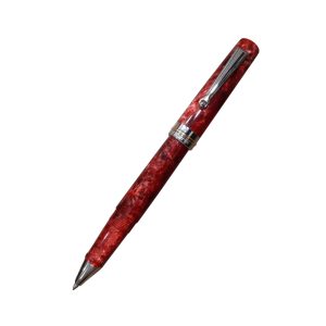 Delta Vintage Ruby Red Resin Rollerball Pen Delta offers an incredible new collection of pens that take us back to a time when values like detailed craftsmanship, attention to detail and classic design were the principles of the day. The Delta Vintage matching fountain pen, rollerball and ballpoint are available in three epoch colors and offer luxury, value and choice. The Delta Vintage Ruby Red Rollerball Pen features: CLIP: Platinum mask over special elastic alloy and fitted with a rolling wheel to facilitate pocket use. POINT: Platinum mask, Iridium tip CAP & BARREL: Hand made, hand turned from solid bars of mother of pearl Ruby Red acrylic resin. TRIM: Platinum mask and the center ring also features a gold accent band. PACKAGING: Custom made presentation box for Italian made elegance and style Origin of Country : Italy