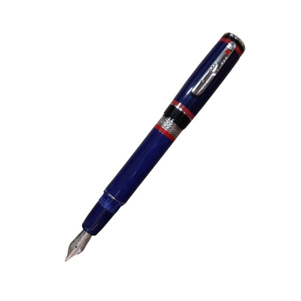 The Delta Maya Limited Edition Silver Fountain Pen honors the Mayan Civilization, and is the 8th edition of Delta’s Indigenous People series. The Mayan civilization began around 2,000 B.C. in the Yucatan Peninsula and Central America and is regarded as one of the most sophisticated ancient cultures. The Delta Maya Silver Fountain Pen is hand-turned from bars of blue and red resin – colors commonly used by Mayan Warriors as body paint. The solid silver accent band is decorated with motifs from Mayan potter. The pen clip represents a clay flute called Chililihtli. On the crown is a depiction of the Mayan calendar. The Maya Limited Edition Silver rollerball can be converted to a ball pen with a refill change. Each Maya pen is limited to 800 pieces worldwide. Cap and body: Hand turned from solid bars of a specially designed blue and red resin representing the colours commonly used by the Maya warrior for body paint and in their clothing. this collection offer in the body a ring in 925% Sterling silver, ornamented with décor used in Mayan pottery and artifacts. Filling system: 1k version the filling system is by converter or threaded cartridge. Clip: It features a three-dimensional representation of a typical Mayan double clay flute called “Chililihtli”.  It is in 925% Sterling Silver trim in the 1KS version. In the celebration the clip is in 925% Sterling silver and is enriched with eight diamonds and a ruby. Nib: The 18kt gold nib is specially designed, customized and flexible. It is decorated with a representation of the 3 life-phases Mayan mask (cycle of life; youth-middle age-old age). Made in Italy