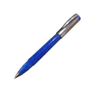Delta Mask Blue Resin Rollerball Pen With a modern design and attention to the details, the Mask version is offered by Delta with a metal cap featuring a pointed shape polished to a mirror like surface and complimented with a clip in the same materials The pen is 5.25 inches capped, 4.75 inches uncapped and 5.75 inches posted. The circumference of the widest portion of the subtly tapering barrel is 1.625 With the cap posted, there is a significant heft when writing and this could very well lead to fatigue, especially if one has a lot to write. The weight of the posted cap can actually be felt in the way in which it pulls one’s hand up and back. Without the cap posted, the pen is significantly lighter and more comfortable with which to write The width of the pen and its weight when the cap is posted work well for larger hands. Colour : Blue resin with polished chrome cap Ink Colour : Black Metal cap featuring a pointed shape polished The pen is 5.25 inches capped, 4.75 inches uncapped and 5.75 inches posted