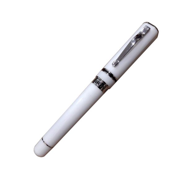 Delta Fusion One White Fountain Pen The Fusion One collection of writing instruments combines the best of Delta’s engineering capabilities with traditional Italian craftsmanship. Fountain pens and capped rollerballs are turned from a special resin, worked by hand from solid bars and polished to a mirror like surface in three bold colors; black, red, and white. The distinctive clip is forged from a special metal alloy designed for strength and flexibility, then coated with platinum. Fusion One is fitted with Delta’s new and innovative 18kt gold Fusion nib- A revolutionary nib whose performance and beauty belie its moderate cost. Free flowing and smooth, the 18K Fusion nib. The fountain pen accepts standard cartridge and a converter while the smooth writing roller fills with standard refills. Delta Fusion One Fountain Pen Features: Takes your writing to the next level with a meld of unique materials Body hand turned from solid bars of Italian resin and polished to a sheen Combination of steel and gold create higher temperatures for smoother flowing ink Patented nib made by fusing steel and 18K gold for enhanced ink flow and performance Cartridge or converter fill Made in Italy