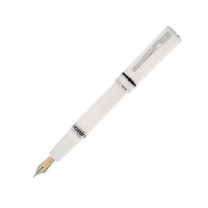 Delta Fusion One White Fountain Pen The Fusion One collection of writing instruments combines the best of Delta’s engineering capabilities with traditional Italian craftsmanship. Fountain pens and capped rollerballs are turned from a special resin, worked by hand from solid bars and polished to a mirror like surface in three bold colors; black, red, and white. The distinctive clip is forged from a special metal alloy designed for strength and flexibility, then coated with platinum. Fusion One is fitted with Delta’s new and innovative 18kt gold Fusion nib- A revolutionary nib whose performance and beauty belie its moderate cost. Free flowing and smooth, the 18K Fusion nib. The fountain pen accepts standard cartridge and a converter while the smooth writing roller fills with standard refills. Delta Fusion One Fountain Pen Features: Takes your writing to the next level with a meld of unique materials Body hand turned from solid bars of Italian resin and polished to a sheen Combination of steel and gold create higher temperatures for smoother flowing ink Patented nib made by fusing steel and 18K gold for enhanced ink flow and performance Cartridge or converter fill Made in Italy