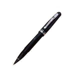 Delta Fusion 82 Black Non-Stop Rollerball Pen  The Fusion 82 non-stop rollerball pens are turned by hand from solid bars of special resin and polished to a mirror finish and use fountain pen-style ink cartridge. Writing instruments made of special resin turned by hand from solid bars and polished to a mirror like surface in 7 different colours. All the trimmings are in special metal alloy andare platted with precious rhodium. Black resin with rhodium trim Hand made in Italy clip is a special metal alloy particularly elastic is plated with platinum. Fillings System – Converter & Cartridge 1 Cartridge in the box and Converter fitted in Pen Gift Box Made in Italy