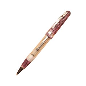Delta Fusion 82 Demonstrator Transparent Body & Dark Pink Cap Non-stop Roller Pen The Fusion 82 demo non-stop rollerball pens are turned by hand from clear of special transparent resin and polished to a mirror finish and use cartridge/converter. Writing instruments made of special transparent resin turned by hand from solid bars and polished to a mirror like surface in 7 different colours. All the trimmings are in special metal alloy andare platted with precious rhodium. Colour : Transparent Body/ Dark Pink Cap Hand made in Italy clip is a special metal alloy particularly elastic is plated with platinum. Filling system : Cartridge/converter Gift Box Made in Italy