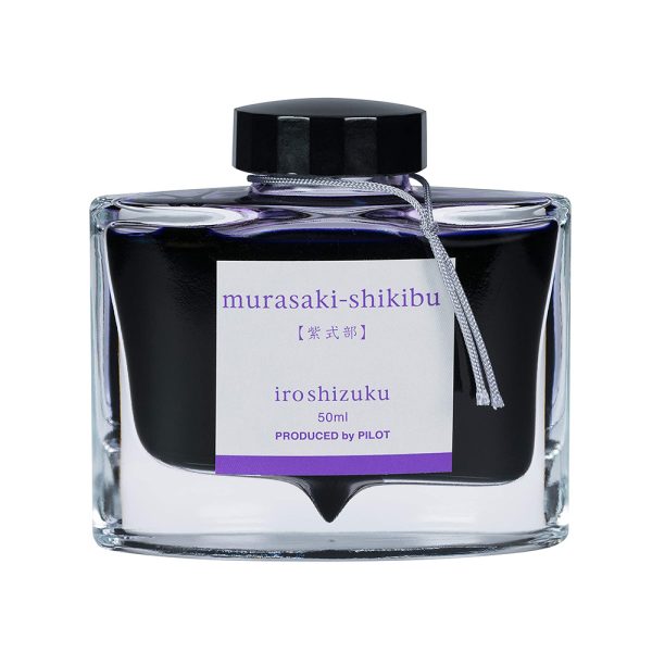 Pilot Iroshizuku 50ml Ink Bottle - Murasaki-shikibu, Japanese Beautyberry (Purple) Murasaki Shikibu grows wild throughout Japan, adorned with purple-colored berries. This purple matches the shade of the rich Murasaki Shikibu berries. Iroshizuku ink is a luxurious line of inks created to reflect the beautiful natural scenery of Japan. The gorgeous shades will fill your fountain pen with bold, beautiful and vivid colors. Each bottles is a beautifully crafted glass container designed with innovative dip at the bottom to ensure the savory enjoyment of every last drop. The name “Iroshizuku” is a combination of the Japanese words “Iro (coloring),” expressing high standards and variation of colors, and “Shizuku (droplet),” that embodies the very image of dripping water. Each Iroshizuku bottled ink name derives from the expressions of beautiful Japanese natural landscapes and plants, all of which contribute to the depth of each individual color. Colour : Deep Lavender (Purple) Ink Colour : Japanese Beautyberry (Murasaki-shikibu) Created using the highest standards and variations of color Ink names derived from Japanese natural landscapes and plants Enjoy the intense and subtle colors of Japan as you write Works well with Pilot and Namiki fountain pens Each 50 ml bottled ink is made from hand blown glass Angled etched bottle bottom allows pen to use virtually every drop of ink Made in Japan
