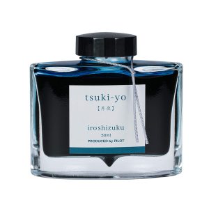 Pilot Iroshizuku 50ml Ink Bottle - Tsuki-Yo, Moonlight (Deep Teal) The name Iroshizuku is a combination of the Japanese words Iro (Coloring), expressing high standards and variation of colors, and Shizuku (Droplet), that embodies the very image of dripping water. Each ink name derives from the expressions of beautiful Japanese natural landscapes and plants, all of which contribute to the depth of each individual hue. Tsuki-Yo  Moonlight (Deep Teal) This shade of blue comes from the image of the night sky, dimmly illuminated by moonlight. Colour : Deep Teal Ink Colour : Moonlight (Tsuki-Yo) Created using the highest standards and variations of color Ink names derived from Japanese natural landscapes and plants Enjoy the intense and subtle colors of Japan as you write Works well with Pilot and Namiki fountain pens Each 50 ml bottled ink is made from hand blown glass Angled etched bottle bottom allows pen to use virtually every drop of ink Made in Japan