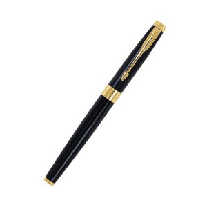 Parker Aster Lacque Black GT Fountain Pen - Fine Nib, Parker Aster Fountain Pen with Lacquer Black Finish Metal Barrel And Gold Plated Trim. A Contemporary & Unique Design Blended Highlighted With A Gold Plated Ring On The Barrel. Fountain Pen With Lacquer Black Finish Metal Barrel Gold Plated Trim A Contemporary & Unique Design Gold Plated Ring On The Barrel Stainless Steel, Medium Nib Filling system - Cartridge Made in India