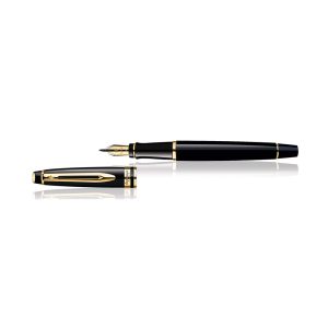Waterman | The Expert Collection Waterman Expert pens feature timeless design, a unique tapered silhouette, and finely crafted lacquers. The Expert is available in three signature modes for impactful writing and impeccable style. Choose an Expert fountain pen to reflect a position of ambition and success. The Expert rollerball pen combines features of the fountain pen and ballpoint pen to establish a modern approach to fine writing. An Expert ballpoint pen is reliable, long lasting and resonates whenever used. Make a lasting impression with a Waterman Expert pen. Colour - Black Lacquer  Trims – Gold plated Trim Material – Brass Lacquer Clip – Golden with 23K Gold Cap on-off mechanism Pen come with Convertor & Cartridge Nib  – Stainless Steel With Delicately Engraved Logo, Medium Nib Gift box Made in India