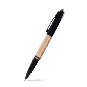 THE PEN WITH PRESENCE Substantial, yet streamlined. Traditional, yet on-trend. Cross Calais is an everyday favorite making smart new statements in style. With a tapered silhouette inspired by Art Deco design, Calais has an authoritative feel in hand. In a fine selection of finishes ranging from classic to contemporary, our collection invites a wonderful touch of luxury to the daily act of putting pen to paper. Bold, tapered profile has a noteworthy presence Wide variety of fine finishes from timeless to trendsetting Rose Gold-plated barrel with a fine brushed texture and matte black lacquer cap Matte black appointments Click-off cap Exclusive Gel Ink Rollerball formula flows freely like a fountain pen Includes 1 Black Gel Ink Rollerball Refill (#8523) in pen Can easily be converted into a ballpoint pen or creamy porous felt-tip pen by simply changing the refill to desired type of tip; Refills sold separately Premium gift box