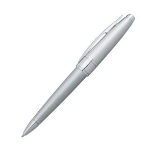 A sophisticated pen that combines classic lines with a contemporary feel Apogee reaches the pinnacle of elegance while delivering the ultimate in writing perfection. Its striking featherlike spring-loaded clip flares slightly at its base surely a nod to the art of writing with a quill. The Cross classic frustro conical top with an engraved line adorns the top of the pen and is mirrored exquisitely at the point pure elegance. A sense of symmetry and balance is achieved by the wide satin-finish chrome band engraved with CROSS EST 1846 which defines the middle of the pen. Special limited time finishes Vintage inspired design Brushed Chrome Finish and chrome-plated appointments Rounded spring-loaded clip and wide satin-finish center ring Twist-action mechanism The ballpoint pen will convert to a pencil with a Cross Switch It refill. Ballpoint comes with 1 black medium ballpoint refill (8513) Cross premium gift box