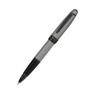 Cross Bailey Matte Gray Lacquer Rollerball Pen, Bailey was designed with an eye for detail. From its multi-grooved chrome center ring with patterned engravings to its sleek, modern clip, it exudes a distinct style that's sure to be noticed. Traditional, well-balanced design Matte gray lacquer finish Polished black PVD appointments Updated, secure click-off cap Exclusive gel ink rollerball formula flows freely like a fountain pen Distinctive cap-over-barrel styling Multi-groove center ring with a deep-cut engraving Includes 1 Black Gel Ink Rollerball Refill (#8523) in pen Can easily be converted into a ballpoint pen or creamy porous felt-tip pen by simply changing the refill to the desired type of tip (refills sold separately) Cross gift box