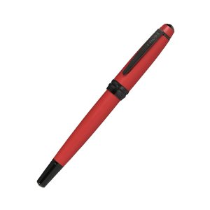 Cross Bailey Matte Red Lacquer Rollerball Pen Bailey was designed with an eye for detail. From its multi-grooved chrome center ring with patterned engravings to its sleek, modern clip, it exudes a distinct style that’s sure to be noticed. Traditional, well-balanced design Distinctive cap-over-barrel styling Multi-groove center ring with a deep-cut engraving Matte red lacquer finish Polished black PVD appointments Updated, secure click-off cap Exclusive gel ink rollerball formula flows freely like a fountain pen Includes 1 Black Gel Ink Rollerball Refill (#8523) in pen Can easily be converted into a ballpoint pen or creamy porous felt-tip pen by simply changing the refill to the desired type of tip (refills sold separately) Cross gift box