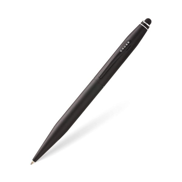 DUAL-PERSONALITY PEN Loves paper and mobile touchscreens. DOUBLE FEATURE: 2-IN-1 PERFORMANCE With a ballpoint on one end and a stylus on the other, Cross Tech 2 switches gears whenever you do. It’s a modern must-have designed for first-quality, dual performance – putting ideas to paper as easily as it navigates any mobile touchscreen. Trim, tech-based 2-in-1 design A quick swivel action engages the ballpoint tip Attached 6mm stylus at the top Compatible with most capacitive touchscreen devices Satin black finish, with Satin Black appointments Swivel-action propel/repel feature Specially formulated Cross ink flows flawlessly for a superior writing experience Includes one black medium ballpoint tip (refill #8513) Narrow 6mm precision stylus Premium gift box