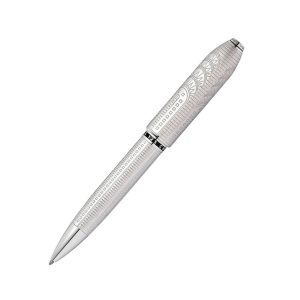 This special-edition pen pays homage to the timeless classicism of New York City. It features an exquisite, engraved design in platinum plate, inspired by the iconic art deco architecture of New York’s Chrysler building. The writing instrument is adorned by a Swarovski crystal in the cap. Bold profile and balanced, weighted feel Swarovski crystal embedded in the cap Swivel-action propel/repel feature Specially formulated Cross ink flows flawlessly for a superior writing experience Presented in a premium gift box