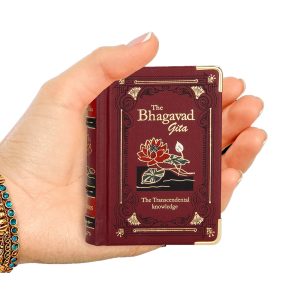 The Bhagavad-Gita is the endless note of spiritual wisdom from ancient India. The word Gita means song and the word Bhagavad means GOD, often the Bhagavad-Gita is called the Song of GOD. Bhagavad-Gita Premium book is Pocket sized and available in Languages English and Hindi. The Slokas are in Sanskrit and its translation in that particular book language. It is foil stamped and can be stored in a beautiful sturdy slip-case box which has UV Laminated image of Lord Krishna and Prince Arjuna. Listen to the Bhagavad (God) Gita (Song) from Nightingale Foil stamped Hard bound High quality cover Round back Spine Embossed Golden gilded edges Size dimension A7 (72x101mm)