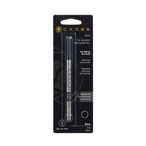 Cross 8523 Rolling Ball Pen Refill (Black) A smooth alternative to the free-flowing ink of a fountain pen, with the convenience of a ballpoint. Gel ink refills are available in four classic colors, and are designed for use with all Cross Selectip pens. Enjoy this Cross gel rolling ball blue refill for a smooth writing experience and mess-free ink. Rely on this long-lasting blue gel pen refill that is designed for medium-point gel pens and enhances writing performance. This Cross rolling ball pen refill has the functionality of a ballpoint and is an alternative to the free-flow ink of fountain pens. Gel ink rolling ball refill, black color Point size: 0.7mm, medium point Refill for Selectip pens Made in China