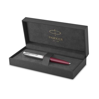 Parker 51 Burgundy CT Ballpoint Pen The Parker 51 is as groundbreaking today as it was when first launched in 1941. This unique writing instrument is inspired by the pen once hailed as the ‘world’s most wanted’ – retaining its distinctive streamlined silhouette and iconic hooded nib; yet is made for the future – this pen is hand assembled and made from durable precious resin, benefitting from Parker’s expertise and reputation for superior craftsmanship. From conception to assembly, the attention to detail is second to none. The cap is decorated with a complementary metallic jewel and each finish is inspired by heritage colors of the past, a tribute to the original Parker 51 range. Inspired by the past. Made for the future. The Parker 51 Burgundy CT features a streamlined silhouette and iconic hooded stainless-steel nib. Hand assembled using durable Burgundy precious resin, complemented by a stainless steel cap, palladium cap jewel and trims. Parker 51 is a modern take on the original icon once hailed as the ‘world’s most wanted’ first launched in 1941. Durable glossy Burgundy precious resin barrel and stainless steel cap with palladium finish trims and the signature PARKER arrow clip Twist-action medium tip ballpoint pen is fitted with a Quink Flow refill for optimal flow and smooth writing Benefitting from Parker’s expertise for superior craftmanship. A unique yet sophisticated gift, your Parker 51 ballpoint pen is presented in a premium PARKER gift box with a black ink refill