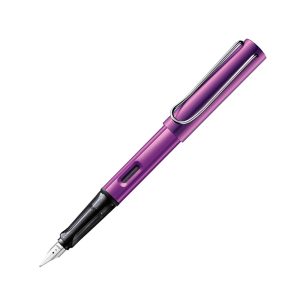 The Light Aluminium-Experience. LAMY AL-star lilac Fountain pen F The Lamy AL-star is the attractive, young writing instrument which satisfies even the highest requirements. Made of feather-light robust aluminium, anodised in various colours. With distinctive transparent grip and spring-action metal clip. Aluminium, Lilac purple anodized / steel nib, polished / with ink cartridge LAMY T 10 blue / with converter filling system Z 28