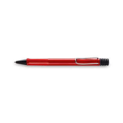 Write Different. LAMY safari red Ballpoint pen M Blue Many attractive colours, timeless design, perfect ergonomics. These are just some of the reasons that the LAMY safari is one of the most popular writing instruments worldwide. Distinctive recessed grip guarantees writing comfort. Sturdy plastic, shiny red / metal clip / ergonomic grip / with giant refill LAMY M16 M blue