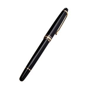 Montblanc Meisterstück Classique Gold-coated collection is a design that writes history. Introduced in 1924, a word meaning “Masterpiece,” the Meisterstück has become the symbol for high quality luxury writing. The cap and barrel are crafted in black precious resin featuring the iconic white Montblanc emblem inlaid in the cap top. Black, precious resin barrel and cap Gold-coated clip with individual serial number Black precious resin inlaid with Montblanc emblem iconic white Montblanc emblem inlaid in the cap top. Signed and stamped warranty card Presented in a luxurious gift box