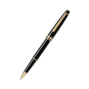 Montblanc Meisterstück Classique Gold-coated collection is a design that writes history. Introduced in 1924, a word meaning “Masterpiece,” the Meisterstück has become the symbol for high quality luxury writing. The cap and barrel are crafted in black precious resin featuring the iconic white Montblanc emblem inlaid in the cap top. Black, precious resin barrel and cap Gold-coated clip with individual serial number Black precious resin inlaid with Montblanc emblem iconic white Montblanc emblem inlaid in the cap top. Signed and stamped warranty card Presented in a luxurious gift box