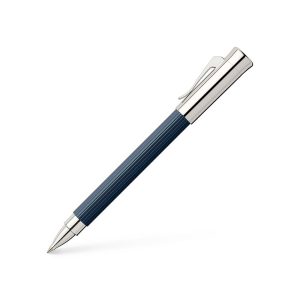 Rollerball pen Tamitio Night Blue Our series „Tamitio“ shows how the culture of writing can be enriched with extraordinary nuances. Each of the slender writing implements is the expression of pure elegance and therefore both, eye-catcher and stylish accessory, together. Matt lacquered metal barrel, finely fluted, Night Blue Chrome-plated, highly polished metal parts Solid, spring-loaded Clip Excellent, smooth-running precision point Fast-drying ink, black Elegant gift box included
