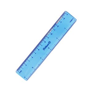 Pelikan ruler is suitable for school and office use. Body: Reflex blue Blue ruler Practical ruler, light and non-slip Ideal for cutters Material: Elastomer + neodymium magnet Size: 15 x 3 x 0.4 cm (15cm length) Transparent blue colour