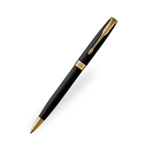 Parker Fusion Ball Pen with Matte black ABS barrel with Stainless steel linished cap and gold plated trim. A contemporary & unique design blended highlighted with a gold plated ring on the barrel. Matte Black Finish Metal Barrel Gold-Plated Trim A Contemporary & Unique Design Gold-Plated Ring On The Barrel Twist Action Pen Gift Box Made in India