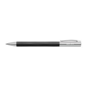 Ambition precious resin twist ballpoint pen, B, black The clean lines and selected materials of these slim writing implements make an excellent impression. They are distinguished by clear-cut visual design combined with professional functionalism. Barrel made of brushed precious resin End cap and tip made of chrome-plated polished metal Spring-loaded clip made of chrome-plated polished metal Equipped with twist mechanism Fitted with a black large-capacity refill Line width B White gift box with attractive printed slip case