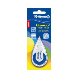 The blanco® maxi roller by Pelikan is instantly overwritable and available in two different versions. Solvent-free. Environmentally friendly and economical refilling system Correction can be instantly overwritten No margins and shadows when copying With band tightener No solvents Band width: 4.2 mm, band length: 14 m