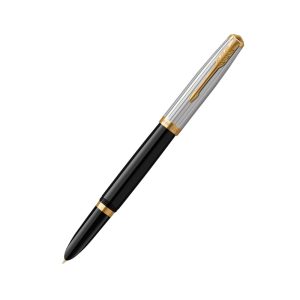 The Parker 51 Premium is a reimagining of the iconic classic first introduced in 1941. The original took the world by storm and this modern take is equally as stunning, whilst retaining its signature streamlined silhouette and unique hooded nib for a smooth reliable writing experience. The barrel crafted from precious resin has a glossy finish in four colours - Black, Forest Green, Rage Red and Turquoise. Each colour carefully selected from the heritage range to appeal to modern tastes. Gold trims bear the unmistakable hallmark of superior PARKER craftsmanship with the cap displaying one of four beautifully engraved patterns taking their inspiration from the designs and structures of contemporary architecture. The Parker 51 Premium is a classic icon truly reimagined for today. Taking a design classic and reimagining it for today’s world the Parker 51 Premium cuts an arresting figure against a background of minimalist tech style. A streamlined, black precious resin barrel in heritage colours complemented by a gold trim including its marque of quality, the PARKER arrow clip. The gold and stainless-steel cap is a stunning example of PARKER craftsmanship, beautifully engraved with contemporary patterns inspired by modern architecture. The unique hooded nib, crafted from stainless steel and gold, delivers a smooth reliable ink flow for a superior writing experience. Presented in an equally elegant gift box, the PARKER 51 Premium is a gift that will delight a whole new generation of design lovers.