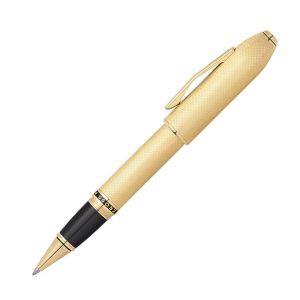 Cross is proud to introduce the new Cross Peerless 125 Collection. This new collection is the culmination of the Cross brand's rich history of innovation and unparalleled accomplishment. Designed to celebrate our heritage, it's the finest writing instrument that we have ever brought to the market. Peerless 125 celebrates two great landmark moments in the brand's history - the 1889 debut of the original Peerless Pen and the introduction of the iconic Century line in 1935. Fusing elements of these two classic designs together, we've created a collection that embodies the simple, beautiful design language and attention to detail that has made the Cross brand legendary. An opulent 23 KT gold plate finish with engine-turned engravings and polished 23Kt gold plated appointments Powerful, bold, wide-bodied design complimented by the brands signature conical top Conical top features a round bezel jewelry setting that holds a premium Swarovski® crystal with a brilliant faceted cut Premium threaded cap and barrel featured Impeccable design details which include rich, high gloss black lacquer inlays Screw-off cap Exclusive Gel Ink Rollerball formula flows freely like a fountain pen Includes 1 Black Gel Ink Rollerball Refill (#8523) in pen Can easily be converted into a ballpoint pen or creamy porous felt-tip pen by simply changing the refill to desired type of tip; Refills sold separately Presented in a premium gift box
