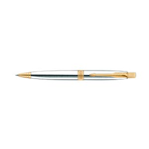The Parker Aster Shiny Chrome GT Ballpoint Pen is a modern and elegant ball pen from Parker that symbolizes professionalism. Parker Aster Ball Pen With Shiny Chrome Finish Metal Barrel And Gold Plated Trim. A Contemporary & Unique Design Blended Highlighted With A Gold Plated Ring on The Barrel. The ballpoint pen uses Quinkflow ink ballpoint refills, for crisp, steady marks perfect for everyday writing. And with an elegant Parker gift box. Shiny Chrome Finish Metal body Gold Plated Trim with Push-button mechanism Material: Metal Blue Refill has a medium nib with smooth-writing. Ballpoint pen is used with replaceable QuinkFlow refill Compatible Refill: Proprietory Refill This Pen comes packed in a nice and elegant parker gift box