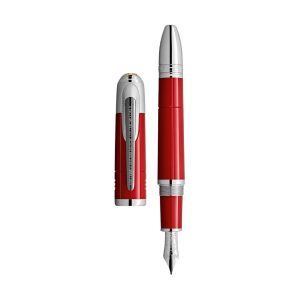 In 2021, Montblanc pays tribute to the visionary Enzo Ferrari: both motor racing driver and entrepreneur, he founded the legendary Scuderia Ferrari and established a global automotive empire whose name has become synonymous with superb quality and a passion for speed. Made from red precious resin, the edition symbolizes the beginning of Enzo Ferrari´s passion for motor racing. Its color is inspired by "Rosso 70 Anni", a special red color representing various iconic red tones throughout the years, first developed to celebrate the 70th birthday of the Scuderia Ferrari. The cap top is crowned with a Montblanc emblem embedded in a metal grid on a yellow surface, paying homage to Ferrari's birthplace, Modena Italy. The prancing horse, the famous emblem of Ferrari cars, is depicted on the back of the cap. The metal clip is adorned with a famous quote by Enzo: “You cannot describe passion, you can only live it.” The cone shows two important dates in the early career of Enzo Ferrari. The handcrafted 14K solid gold nib is engraved with the image of a “Ferrari 250 GTO” steering wheel and one of Enzo´s nicknames - "Pilota". COLOR : Red MATERIAL : Red Precious Resin CLIP : Ruthenium-coated clip BARREL: Barrel in precious resin CAP : Cap in precious resin FILLING : Piston system NIB : 14K solid Gold Rhodium coated with Special engraving Packaged in a gift box Country of Origin : Germany