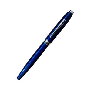 The Coventry roller pen impresses with its strong profile, rich sheen, and polished contrasting appointments. This stylish writing instrument is the perfect gift for those who want to elevate their writing experience every day. Blue lacquer finish Polished chrome-plated appointments Click-off cap Exclusive gel ink rollerball formula flows freely like a fountain pen Includes one black gel ink rollerball tip (refill #8523) Premium gift box