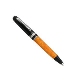 The Dolcevita Collection features four different sizes, Mini, Mid-Size, Oversize and Stout. The collection is presented in special terra cotta orange and black resins. All three sized fountain pens feature 14kt gold with platinum mask nibs and a cartridge converter filling system. The Oversize Pen boasts an oversized nib and vermeil trim. Its two, smaller siblings feature sterling silver trim. Colour: Orange/ Black Body & cap: Celluloid body and resin cap  Body & cap finish: Orange body and black cap Clip: Platinum plated elastic alloy with rolling wheel to facilitate sliding Trim: Sterling Silver central ring engraved in ancient Pompeian motif. Action: Twist Refill: Delta or any Parker type ballpoint refill Packaging: Dolcevita luxury gift box