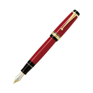 In the history of pens, the use of ebonite (vulcanized hard rubber) was quite important. This Pilot Custom Urushi lacquered ebonite fountain pen was created by maki-e artisans (kokkokai) in Japan. Lacquering has been used in Japan for thousands of years. The Pilot Custom Urushi is crafted from Japanese ebonite and lacquered using only pure Urushi lacquer. Like their Namiki pens, Pilot uses a lacquering technique called Roiro, which requires substantial time and skill to create a uniform and mirror-like finish. Each Custom Urushi pen is lacquered, cured, and polished three times to create a beautiful quality result. Series: Pilot Custom Urushi Fountain Pen Vermillion Each pen is handcrafted by expert Japanese craftsmen. Material: Ebonite Colour: Vermillion Red Lacquered, cured, and polished three times to create a beautiful mirror-like finish. Made with ebonite and lacquer that gives a rich warm to touch feel. Comes with cartridge / Con-70 converter (included). Nib: Two-tone 18kt gold nib in the large #30 size Brand Origin: Japan