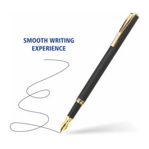 Show off your style with the Pierre Cardin Golden Eye Exclusive Fountain Pen! This luxurious, stylish pen is crafted with a gold-toned body for a sophisticated look that will turn heads. The smooth ink flow ensures comfortable writing and the special ink color means your words will stand out. Include this pen in your writing collection and make a statement. Matte Black Finish with Gold Trim Unique Liquid Ink System Special Round Nib with Iridium Tip Set Contains 1 Piece Golden Eye Fountain Pen + 1 Piece Ink Converter + 2 Piece Xtra Long Ink Cartridge Blue Ink
