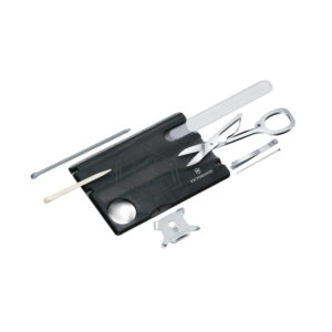 The Swiss Card with Glass Nail File You'll be amazed at how many tools we've packed into the Swiss Card. And you'll be surprised at how often you need one of those tools tucked away inside. With its clever, award-winning design and incredible functionality, you'll enjoy each time you need to take it out. And now, with help from its glass nail file, the Swiss Card helps you stay well-groomed and good to go. Product Code : 0.7240.T3 Screwdriver 3mm / Screwdriver 5mm / Scissors / Glass nail file / Phillips screwdriver 00/0 / Phillips screwdriver 1/2 / Magnifying glass / Ruler (cm) / Ruler (in) / Pin / Tweezers / Toothpick / Pressurized ballpoint pen Recipient of the Red Dot Award: Product Design 2015 Swiss made functional companion with 13 functions Includes resistant glass nail file and scissors