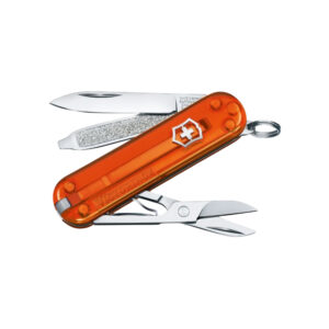 Classic Pocket Knife in Bold, Vivid Colors For more than a century, the Classic SD has been an icon of sleek functionality. And we’ve brought it bang up to date in a bold range of peppy colors like Mango Tango and Cherry Blossom that let you choose just the right tone for your personal taste. With a selection of matching accessories to complete the look, it’s the easiest lifetime commitment you’ll ever make. Product Code : 0.6223.T82G Blade, small / Scissors / Nail file | Screwdriver 2.5 mm / Key ring / Tweezers / Toothpick / Nail file A compact tool for everyday tasks Swiss made pocket knife with 7 functions Includes scissors and a nail file with screwdriver