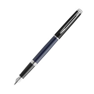 The Waterman Hemisphere Colour Block Blue/Black Fountain Pen is a brighter statement with the Hemisphere Colour Blocking collection. Taking its inspiration from this season’s boldest trend, this fashion forward fountain pen is stylishly finished in two complementary tones of blue and black. Its striking appeal is set off with the classic Waterman, signature double branched clip and stunning chrome plated trim. An engraved, chrome coated, stainless-steel nib eloquently showcases the iconic looped Waterman ‘W’. French made, this beautiful creation benefits from Waterman inhouse craftsmanship, it comes with a 2-year international warranty and is presented in a premium Waterman gift box. Fountain Pen comes with one ink cartridge and converter. Each pen is packaged in an attractive Waterman gift box. Lacquer coated Blue barrel with black cap Chrome Plated clip and trim Material: Metal It uses standard size converter or cartridges Nib : Engraved stainless-steel medium nib Fountain pen is presented in a beautiful waterman gift box. Brand Origin: France