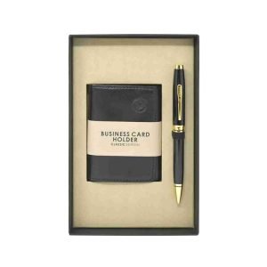 The Coventry ballpoint pen impresses with its strong profile, rich sheen, and polished contrasting appointments. This stylish writing instrument is the perfect gift for those who want to elevate their writing experience every day. Black Lacquer Gold-tone appointments Cap over barrel design Classic Cross profile, and signature conical top Swivel-action propel/repel writing mechanism Specially formulated ink flows flawlessly for a superior writing experience 1N Ball Pen + 1N Business Card Holder Presented in a premium gift box