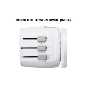 Suitable for use with 3-pole earthed plugs, this universal adaptor connects travellers in over 150 countries worldwide. It features 3 sliding plug faces that alternate between American, British and Australian / Chinese configurations and opposite side Indian style plug. Simply press the button on top of the travel adaptor, slide out the relevant pins and you're ready to go. In addition, a detachable Euro adaptor converts 3-pole earthed plugs to fit most European sockets. Please note, this adaptor does not provide an earth connection in parts of Italy. Universal earthed/grounded adaptor for Worldwide travel (India) Certified to new safety standards (BS 8546 & IEC 60884) Connects travellers in 190+ countries Compact & lightweight Safe & easy to use World to Europe: 250v / max 3250w (13 amps max), Europe to World: 250v / max 1575w (6.3 amps max)