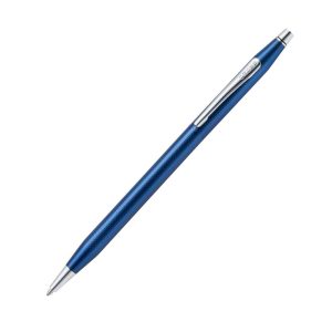 The Cross Classic Century Ballpoint Pen in Cobalt Blue with an engraved diamond pattern is a sophisticated writing instrument. Its sleek design features a striking cobalt blue barrel with a meticulously crafted diamond pattern that adds texture and elegance. The pen's chrome trim complements the vibrant color, enhancing its refined appearance. Known for its smooth writing performance, the pen offers a reliable, balanced feel, making it ideal for both professional and personal use. Engraving options allow for a personalized touch, making it a perfect gift or a prestigious addition to any collection. Sleek, modern design with an engraved diamond pattern that adds a touch of elegance. Sophisticated cobalt blue finish and matching trim exude understated luxury. Cobalt Blue features an engraved diamond pattern with chrome trim Polished chrome trim appointments Swivel-action propel/repel feature Black, medium ballpoint; comes with specially formulated ink that flows flawlessly for a superior writing experience Takes refill #8513; other ink colours and widths also available Premium Gift Box