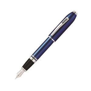 The Cross Peerless 125 Quartz Blue Fountain pen celebrates two great landmark moments in the brand's history - the 1889 debut of the original Cross Peerless Pen and the introduction of the iconic Cross Century line in 1935. Fusing elements of these two classic designs together, Cross has created a collection that embodies the simple, beautiful design language and attention to detail that has made the Cross brand legendary. This Cross Peerless 125 Fountain pen is made of sleek Quartz Blue Lacquer with rhodium details, a luxurious and outstanding finish in every way. The bold, wide-bodied design complements Cross's signature iconical top that holds a premium Swarovski crystal with a brilliant faceted cut. Each pen is engraved with a unique serial number and presented in a custom Cross Peerless 125 gift box. The fountain pen has an impressive 18kt gold nib engraved with ''125'' in Extra Fine, Fine, Medium, or Broad and uses cartridges/converter filling system (converter included). Quartz Blue Finish  A sleek, quartz blue lacquer finish with rhodium plate appointments. The bold, wide-bodied design complements Cross's signature iconical top that holds a premium Swarovski crystal with a brilliant faceted cut. Screw-off cap Specially formulated ink flows flawlessly and dries quickly 18kt gold nib engraved with ''125'' in Medium 2 Black Ink cartridges included & 1 converter included (#8751) to fill pen from bottled ink  Exclusive, luxury hinged presentation box includes Cross brand heritage/collection romance brochure, translucent acrylic pen presentation stand.